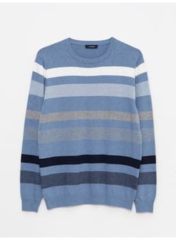 Crew Neck Long Sleeve Striped Men's Knitwear Sweater view 4