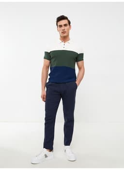 Polo Collar Short Sleeve Color Block Men's Knitwear Sweater view 4