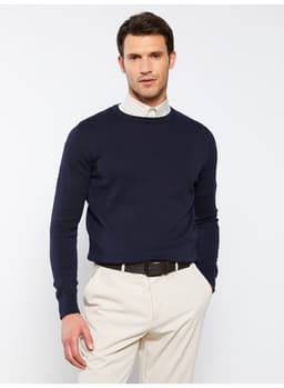 Crew Neck Long Sleeve Men's Knitwear Sweater view 1