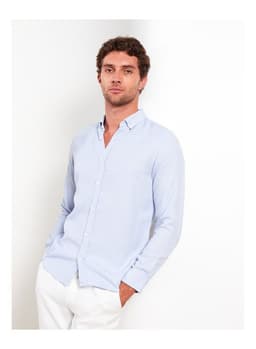 Slim Fit Long Sleeve Dobby Men's Shirt view 1