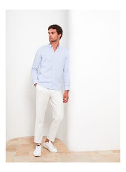 Slim Fit Long Sleeve Dobby Men's Shirt view 4