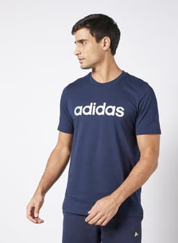 Essentials Embroidered Linear Logo T-Shirt Navy view 2