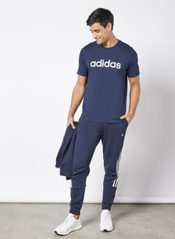 Essentials Embroidered Linear Logo T-Shirt Navy view 3