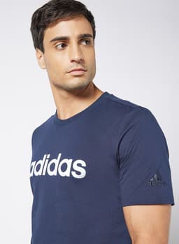 Essentials Embroidered Linear Logo T-Shirt Navy view 5